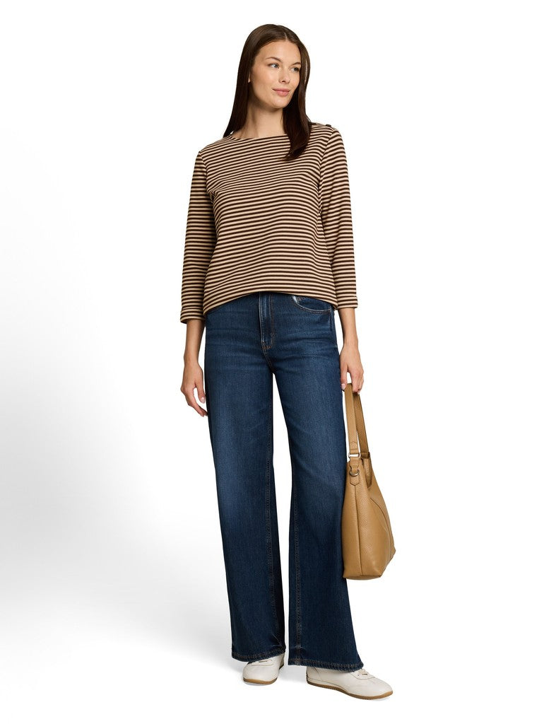 1045536 TOM TAILOR wmn - Shirt 41168 dark brown beige stripe