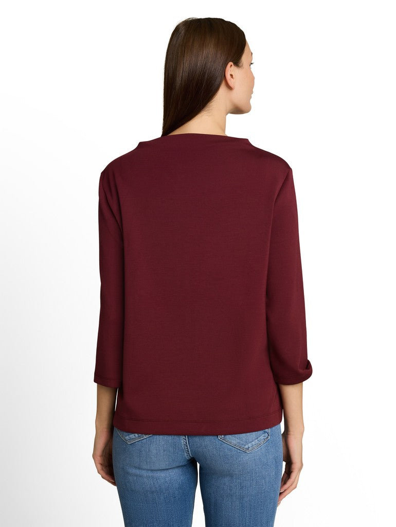1052880 TOM TAILOR wmn - Scuba Langarmshirt 10342 preppy plum