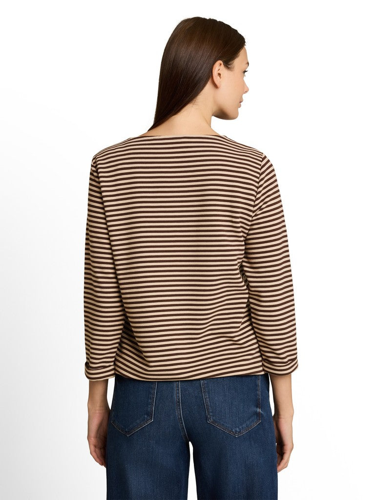1045536 TOM TAILOR wmn - Shirt 41168 dark brown beige stripe