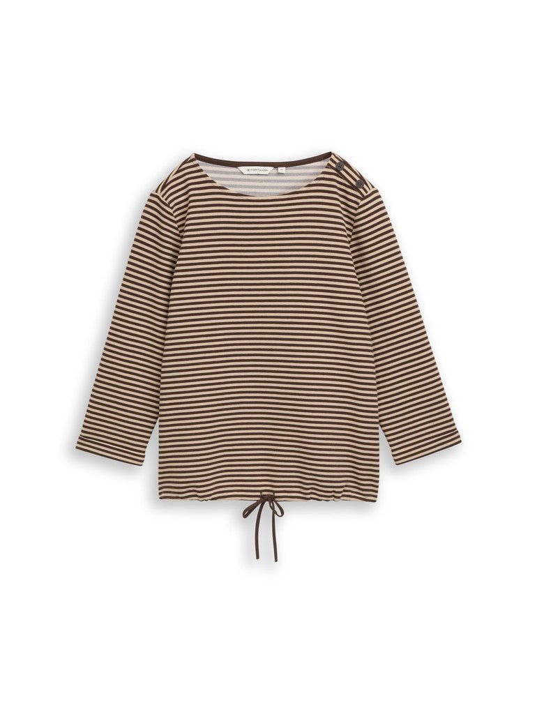 1045536 TOM TAILOR wmn - Shirt 41168 dark brown beige stripe