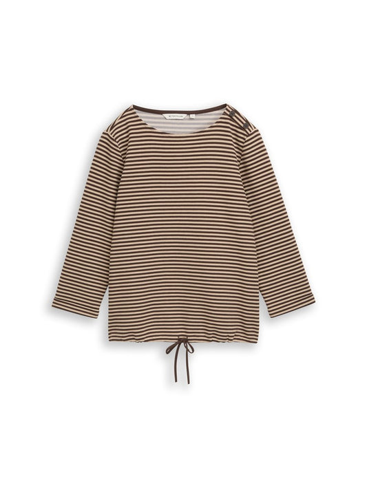 1045536 TOM TAILOR wmn - Shirt 41168 dark brown beige stripe