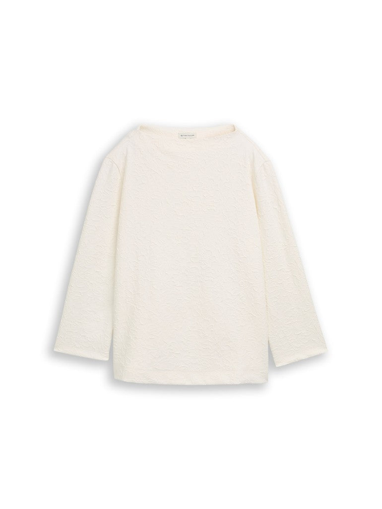 1052932 TOM TAILOR wmn - Jacquard Sweatshirt mit Blumenmuster 10315 whisper white