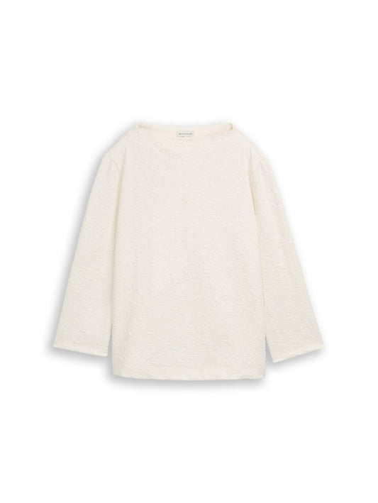1052932 TOM TAILOR wmn - Jacquard Sweatshirt mit Blumenmuster 10315 whisper white