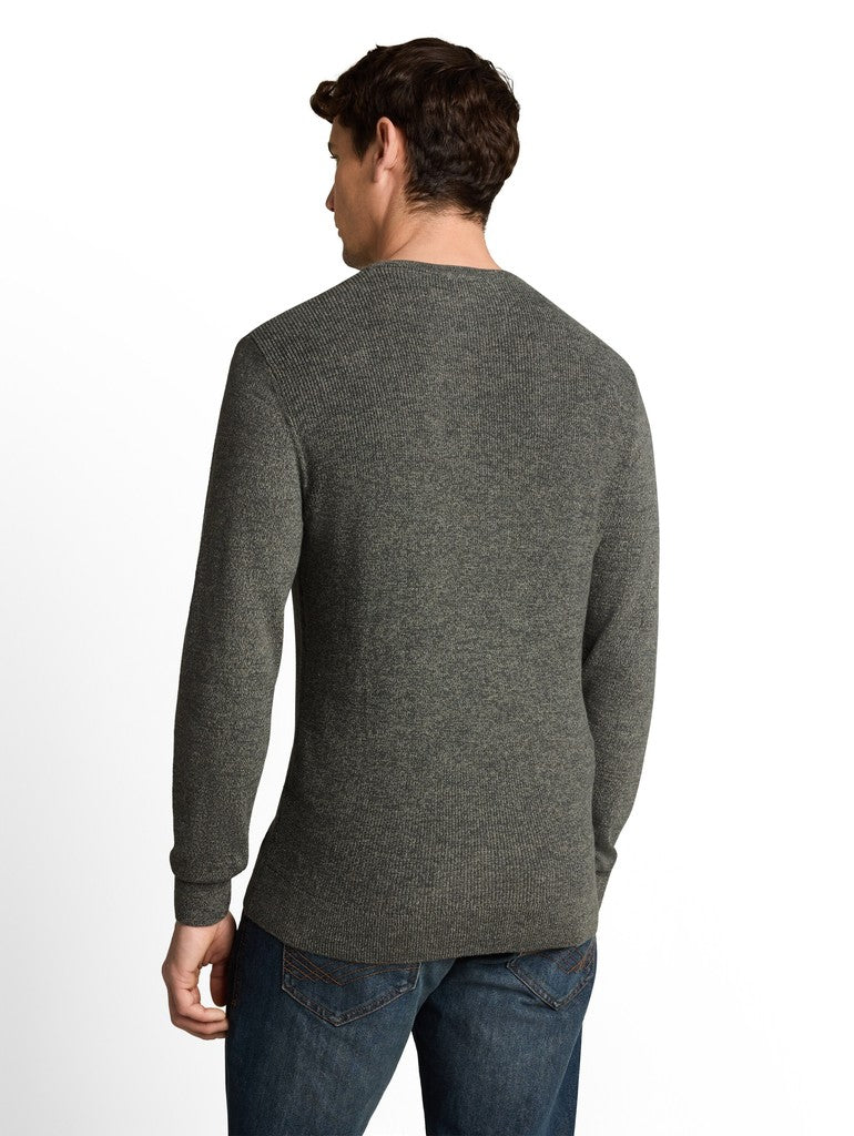 1052237 TOM TAILOR men - Strickpullover in Melange-Optik 40814 darkest olive tonal mouline