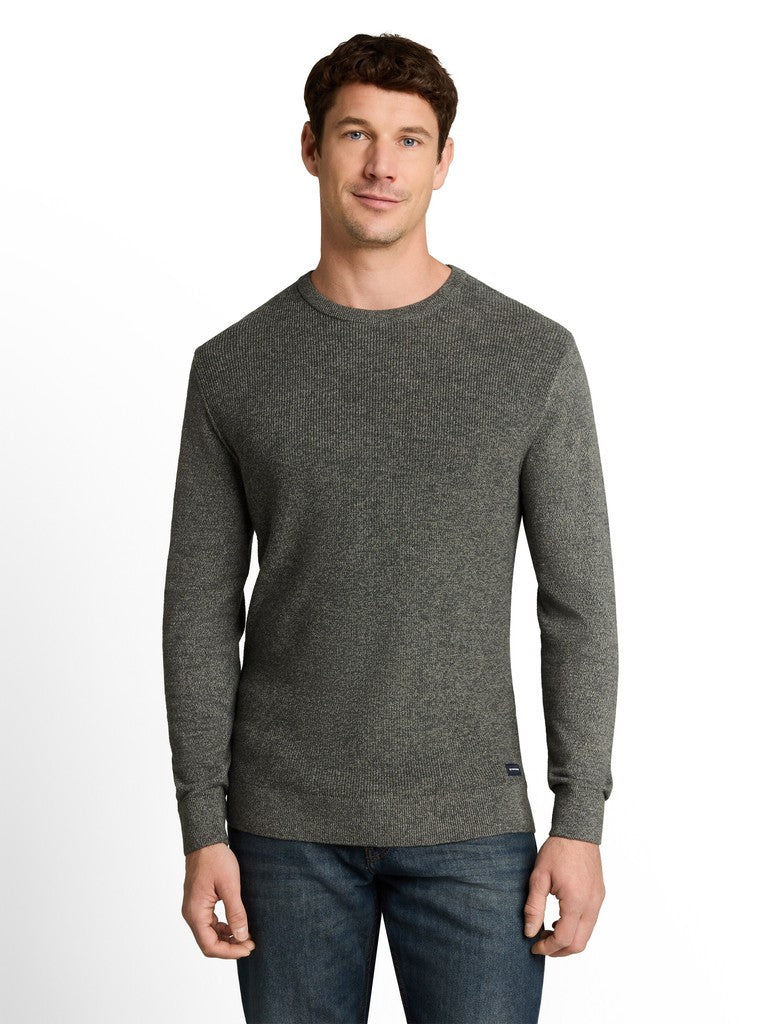 1052237 TOM TAILOR men - Strickpullover in Melange-Optik 40814 darkest olive tonal mouline