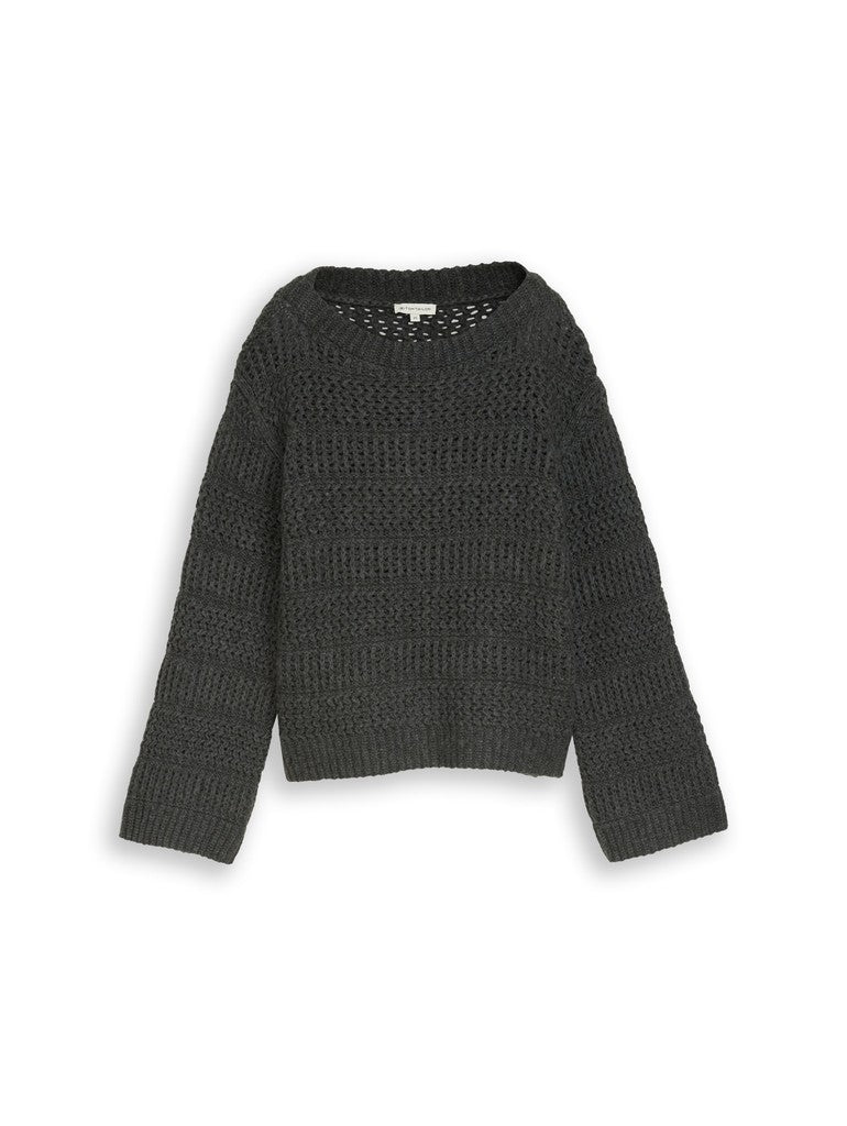 1053397 TOM TAILOR wmn - Strickpullover mit Wollanteil 40729 dark olive melange