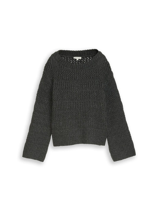 1053397 TOM TAILOR wmn - Strickpullover mit Wollanteil 40729 dark olive melange