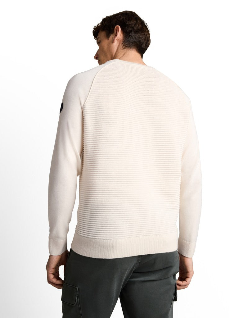 1052235 TOM TAILOR men - Strickpullover mit Ottoman Struktur 10348 gardenia white