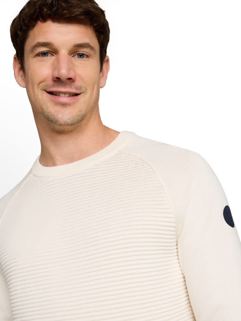 1052235 TOM TAILOR men - Strickpullover mit Ottoman Struktur 10348 gardenia white
