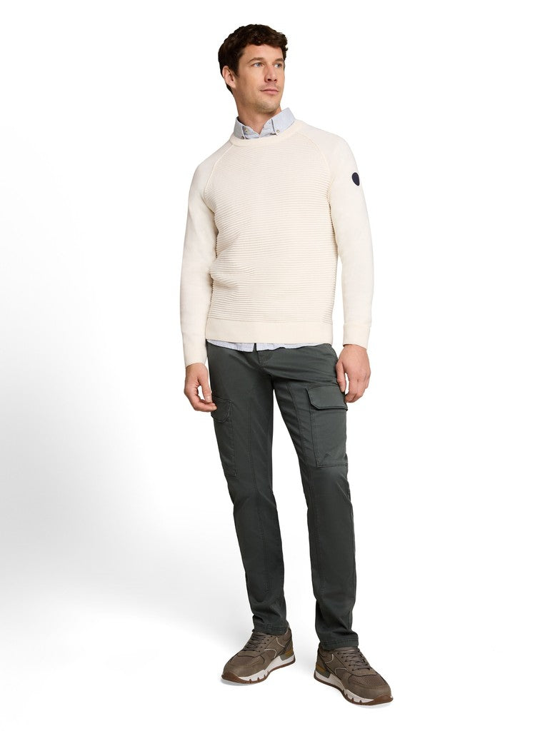 1052235 TOM TAILOR men - Strickpullover mit Ottoman Struktur 10348 gardenia white