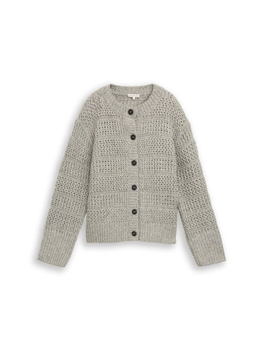 1053398 TOM TAILOR wmn - Cardigan mit Wollanteil 40730 soft grey melange