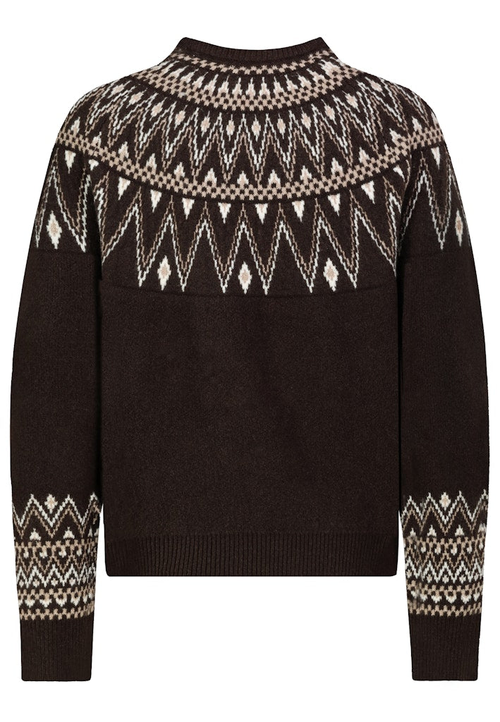 D90073AB90929C3 AUTHENTIC STYLE wmn - Pullover mit Fair-Isle-Chic 21400 deep chocolate brown