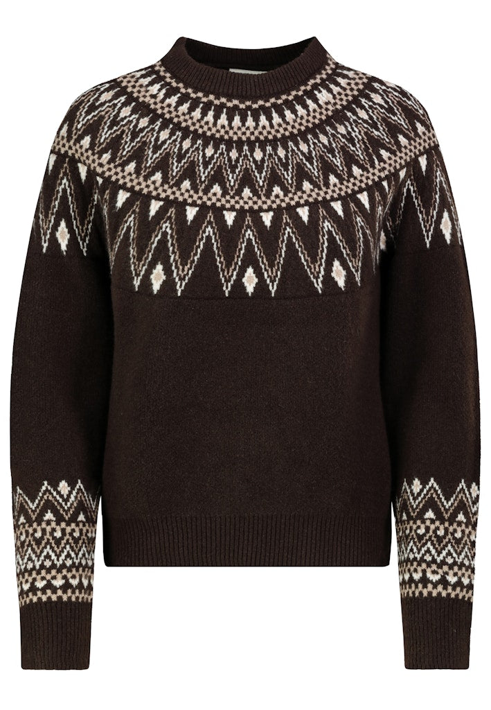 D90073AB90929C3 AUTHENTIC STYLE wmn - Pullover mit Fair-Isle-Chic 21400 deep chocolate brown