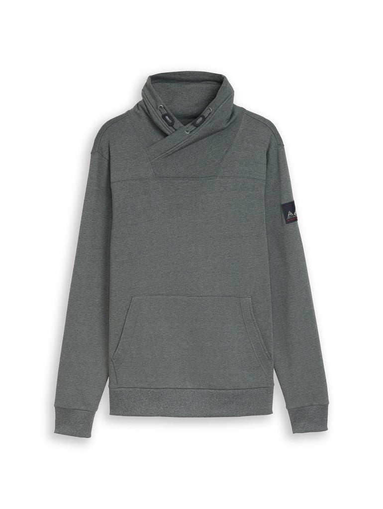 1052682 TOM TAILOR men - Snood Sweatshirt in Melange-Optik 40945 green mint grindle