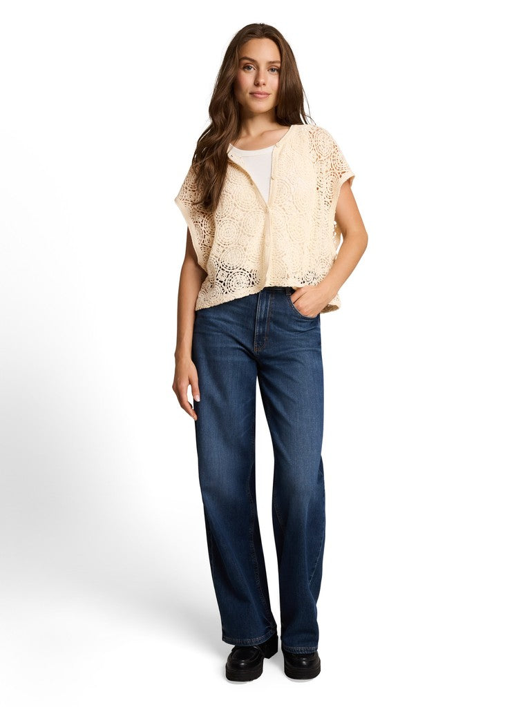 1051215 TOM TAILOR wmn - Crochet-Top mit Knopfleiste 10330 dove white