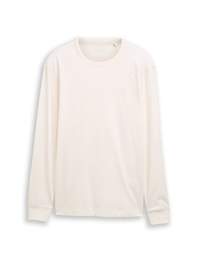 1052637 TOM TAILOR men - Basic Langarmshirt aus Baumwolle 10348 gardenia white