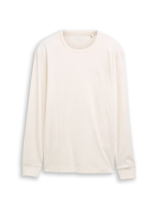 1052637 TOM TAILOR men - Basic Langarmshirt aus Baumwolle 10348 gardenia white