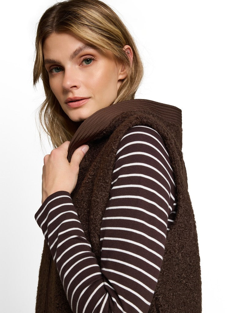1053430 TOM TAILOR men - Longstyle Teddy Weste 13234 java dark brown
