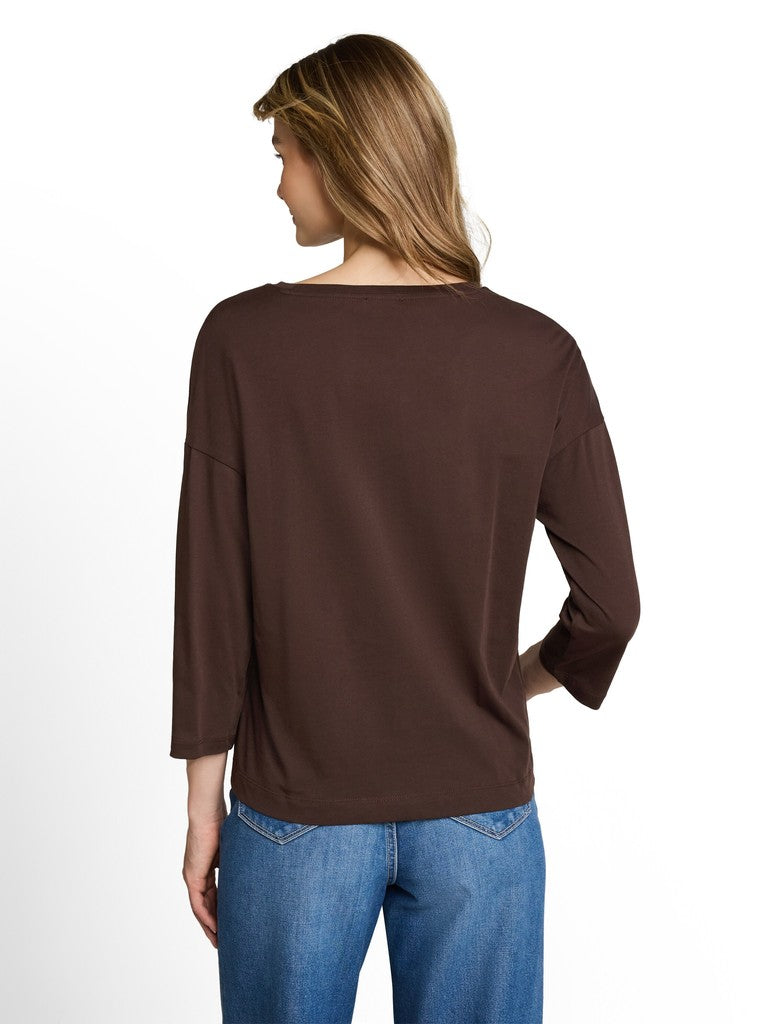 1052884 TOM TAILOR wmn -  Loose Fit T-Shirt mit Blumen-Applikation 13234 java dark brown