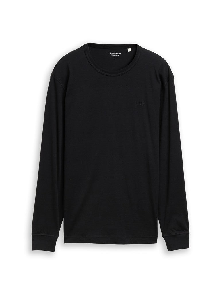 1052637 TOM TAILOR men - Basic Langarmshirt aus Baumwolle 29999 black