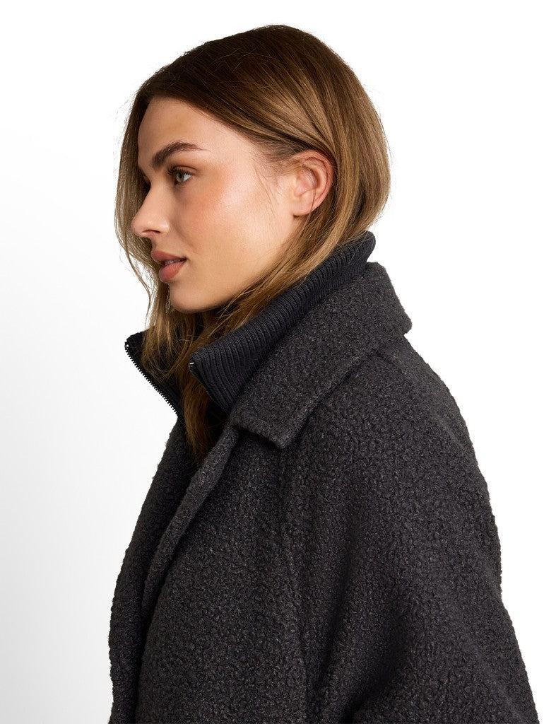 1051134 TOM TAILOR wmn - Cosy Cape Jacke im 2-in-1-Look 41131 black grey melange boucle