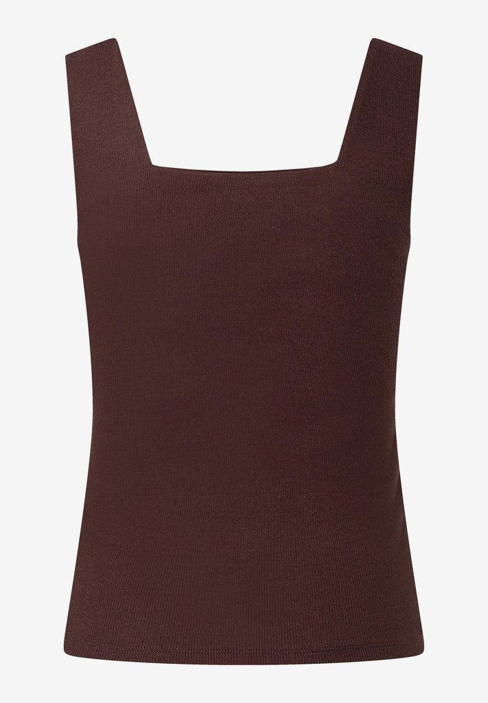 61050017 MORE&MORE - Top with Square-Neckline 0286 cool chocolate