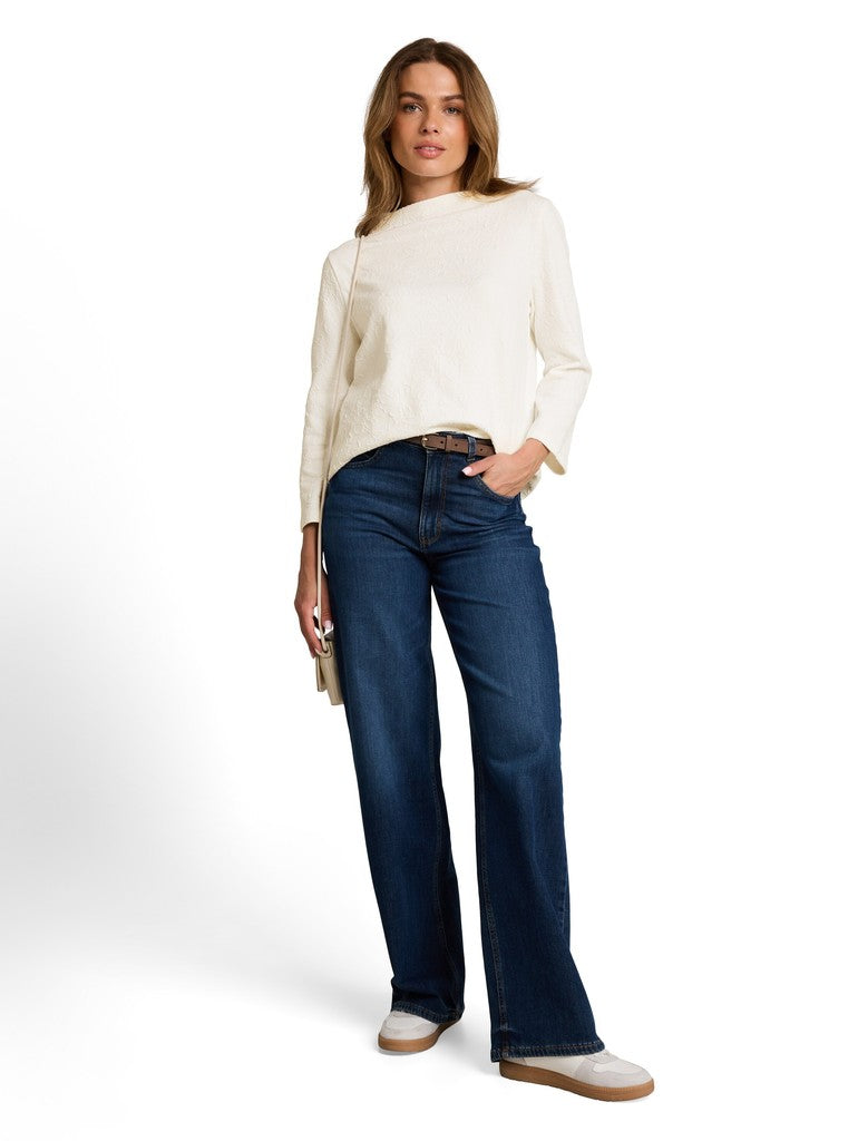 1052932 TOM TAILOR wmn - Jacquard Sweatshirt mit Blumenmuster 10315 whisper white