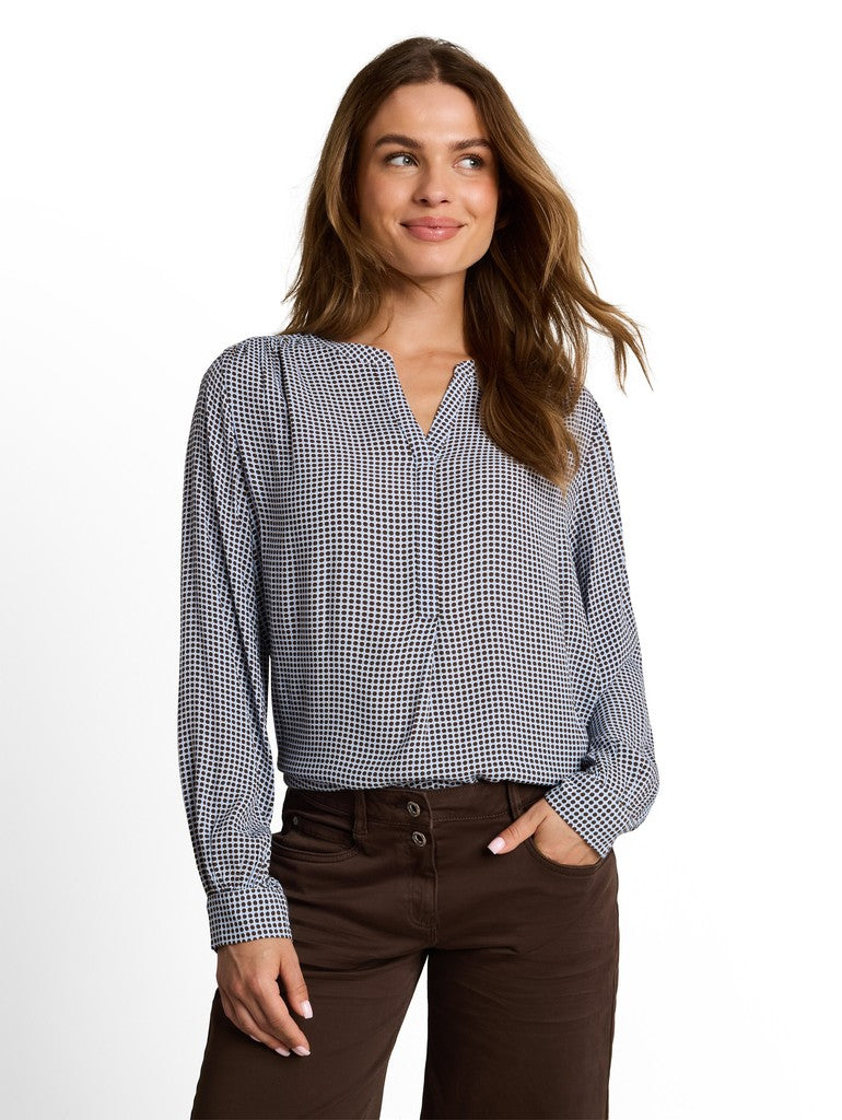 1052108 TOM TAILOR wmn - Viskose-Bluse 40770 small blue brown dot print