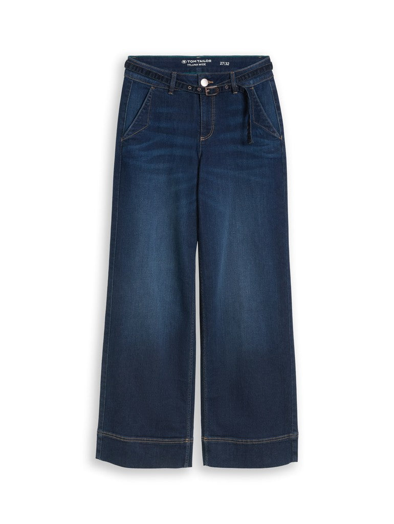 1052204 LUNA - TOM TAILOR wmn - WideLeg Jeans 10114 Clean Dark Stone Blue Denim