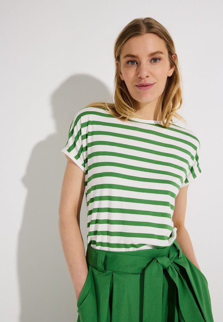 61820552 MORE&MORE - Striped Shirt 2640 garden green offwhite