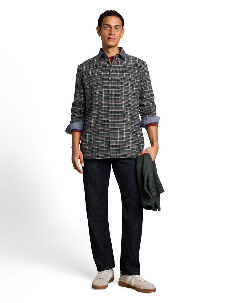 1052328 TOM TAILOR men - Comfort Fit Flanell-Hemd mit Karomuster 40688 green based blue mint check