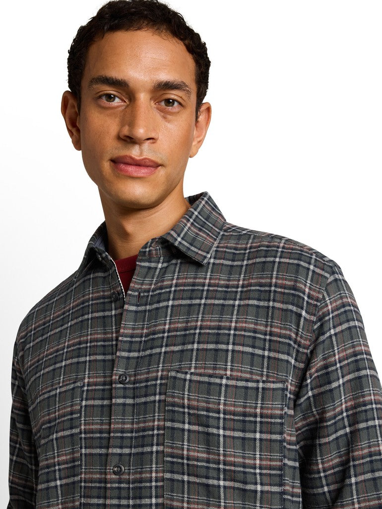 1052328 TOM TAILOR men - Comfort Fit Flanell-Hemd mit Karomuster 40688 green based blue mint check