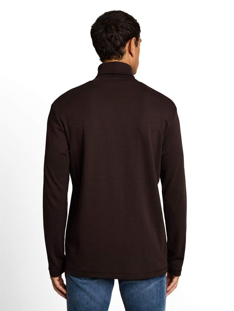1052714 TOM TAILOR men - Rollkragenshirt mit Logo-Print 10571 dark chocolate brown
