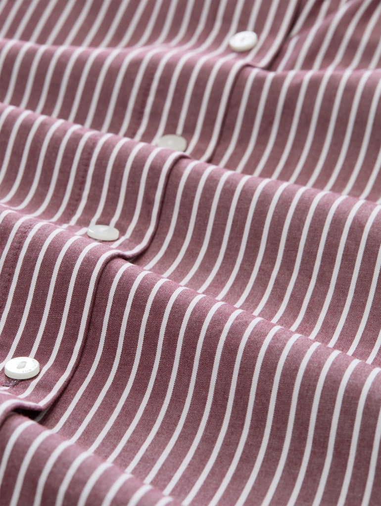 1052585 TOM TAILOR wmn - Loose Fit Popeline Hemdbluse 40843 preppy plum white stripe