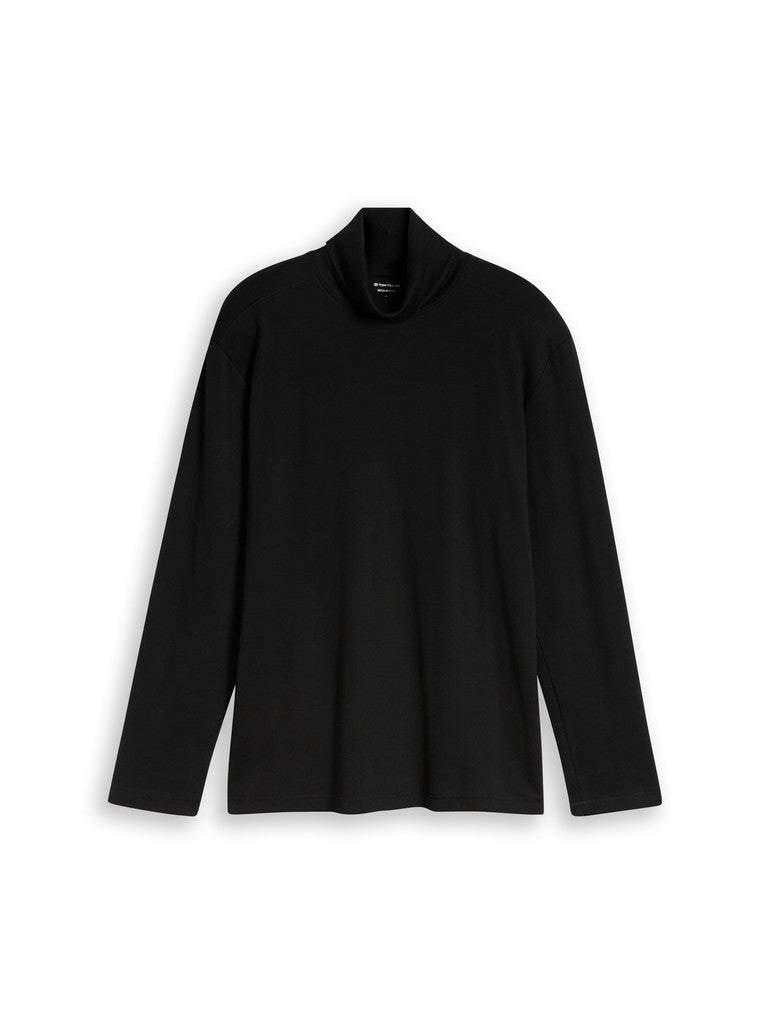 1052714 TOM TAILOR men - Rollkragenshirt mit Logo-Print 29999 black
