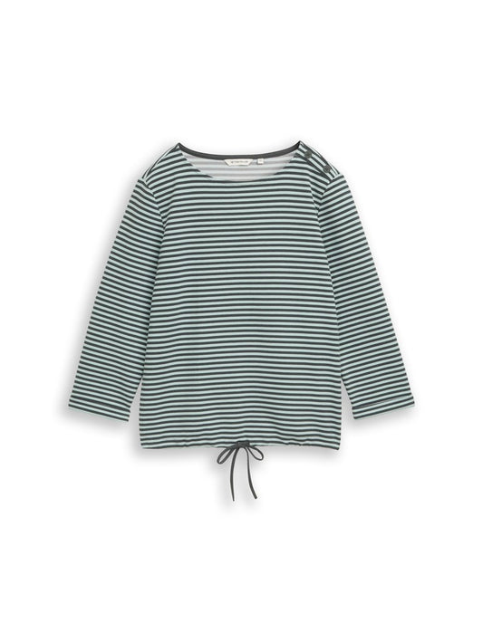 1045536 TOM TAILOR wmn - Shirt 40823 darkest olive green stripe