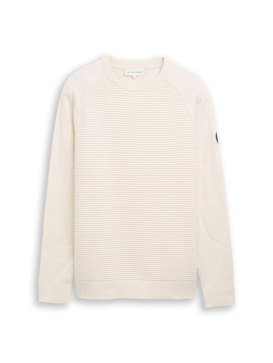 1052235 TOM TAILOR men - Strickpullover mit Ottoman Struktur 10348 gardenia white