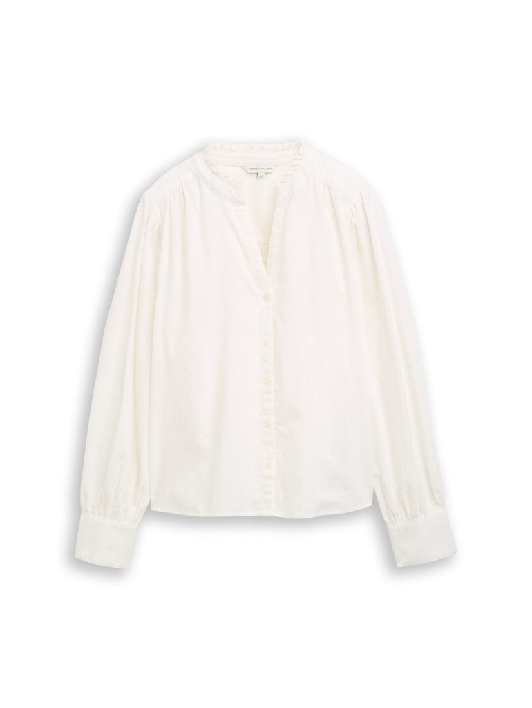 1052596 TOM TAILOR wmn - Cordbluse mit Rüschenkragen 10315 whisper white