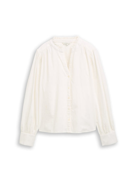 1052596 TOM TAILOR wmn - Cordbluse mit Rüschenkragen 10315 whisper white