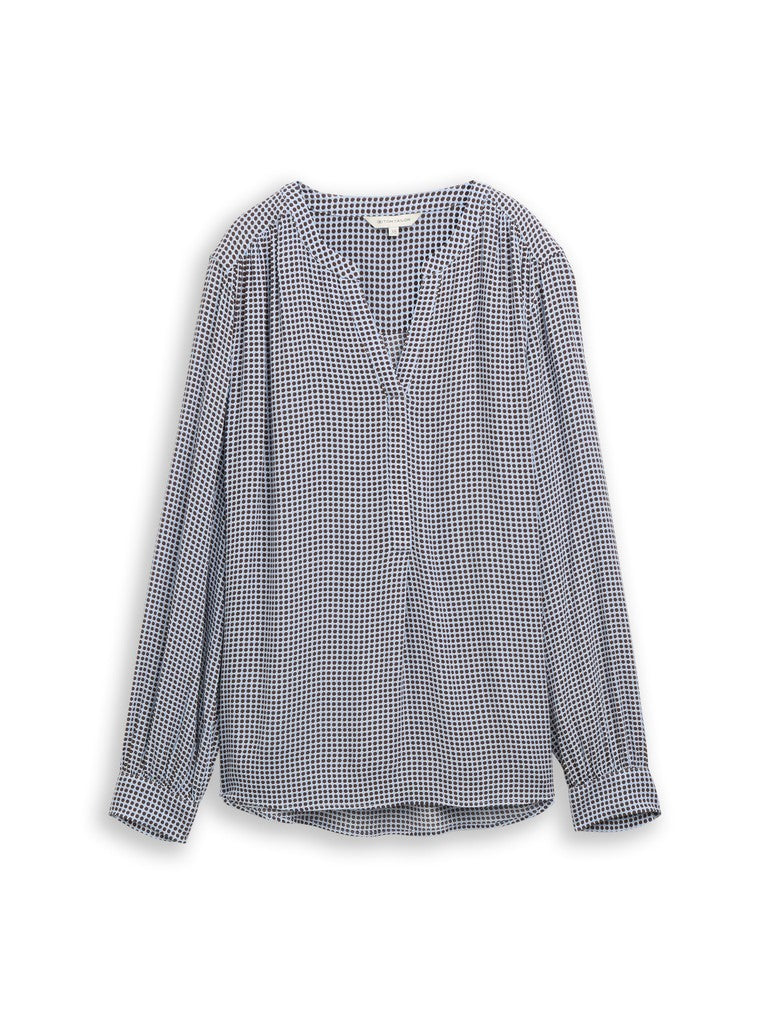 1052108 TOM TAILOR wmn - Viskose-Bluse 40770 small blue brown dot print