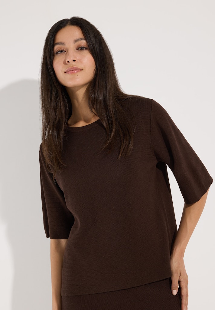61911478 MORE&MORE - Boxy Milano Knit T-Shirt 0279 espresso brown