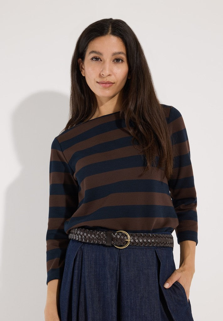 61910567 MORE&MORE - Boxy Shirt 3/4 Sleeves 2279 dark espresso melange