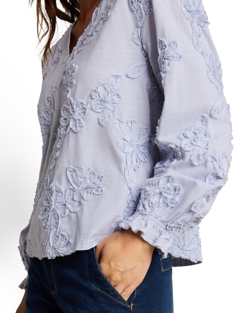 1052599 TOM TAILOR wmn - Bluse mit Blumen-Stickerei 40867 blue white flower tape