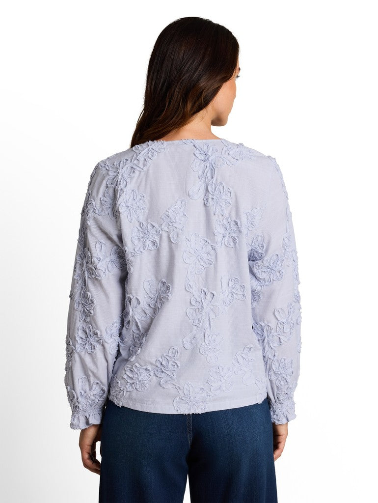 1052599 TOM TAILOR wmn - Bluse mit Blumen-Stickerei 40867 blue white flower tape