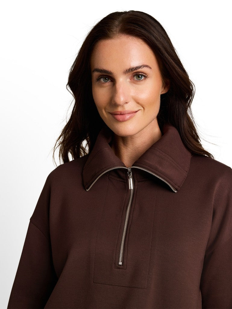 1052927 TOM TAILOR wmn - Troyer Sweatshirt aus Scuba 13234 java dark brown