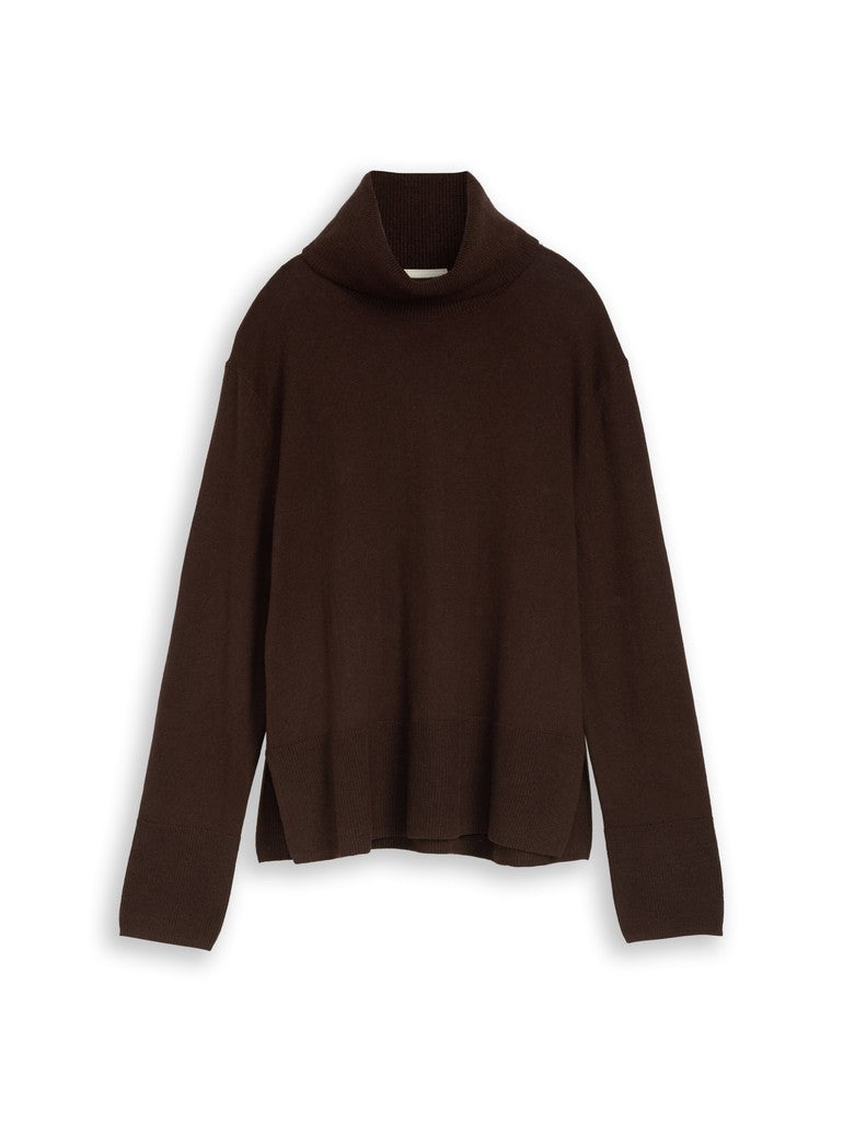 1053394 TOM TAILOR wmn - Rollkragenpullover mit Kaschmir-Anteil 28343 java dark brown melange