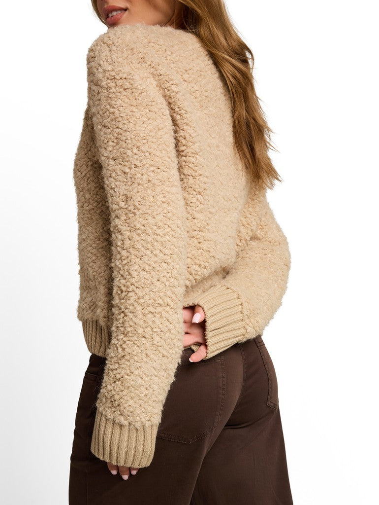 1052801 TOM TAILOR wmn - Loose Fit Bouclé Cardigan 40523 gravel beige melange