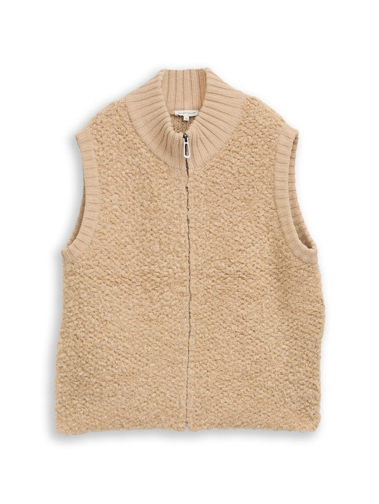 1052800 TOM TAILOR wmn - Bouclé Pullunder mit Reißverschluss 40523 gravel beige melange