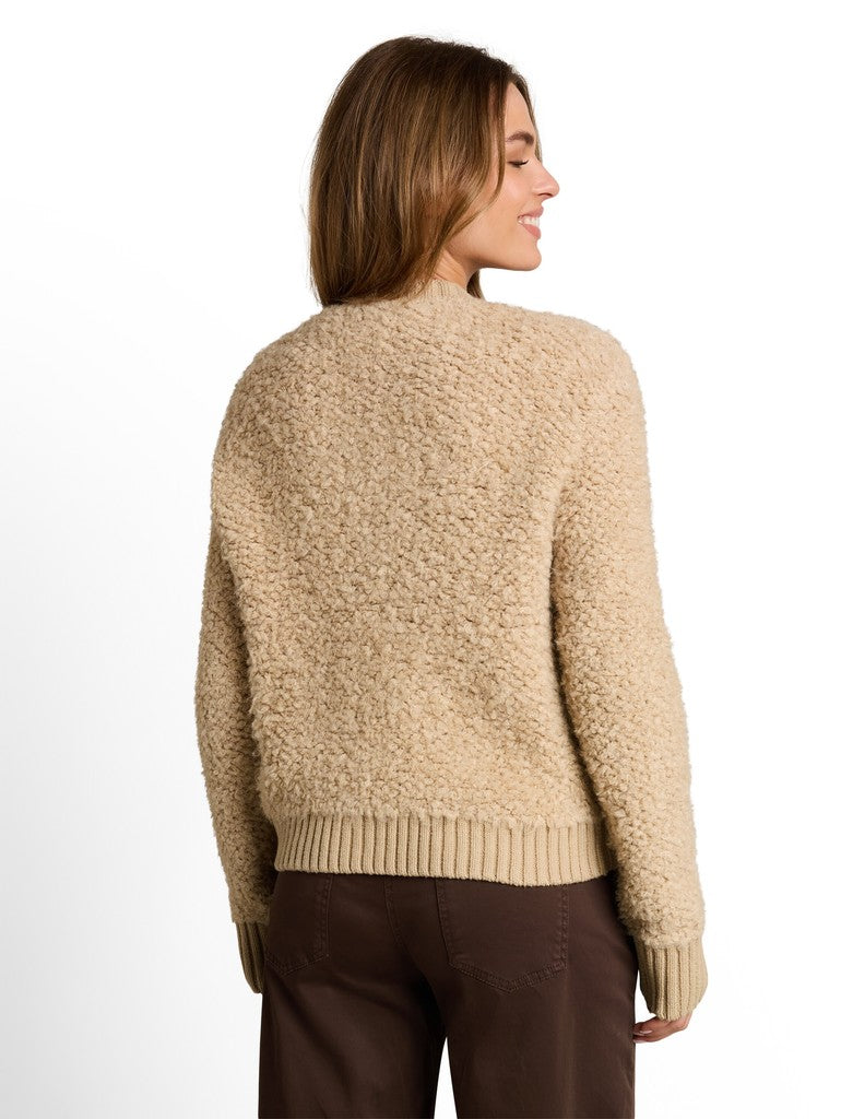 1052801 TOM TAILOR wmn - Loose Fit Bouclé Cardigan 40523 gravel beige melange