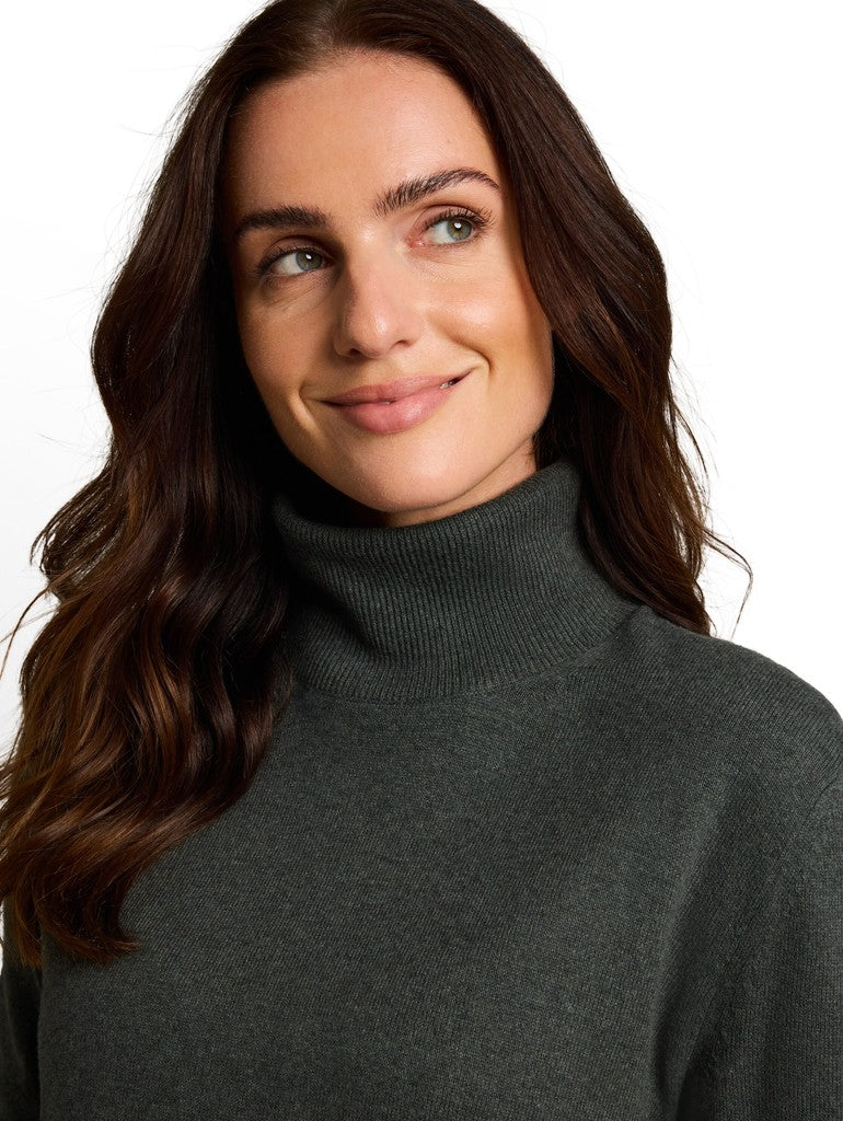 1053394 TOM TAILOR wmn - Rollkragenpullover mit Kaschmir-Anteil 40729 dark olive melange